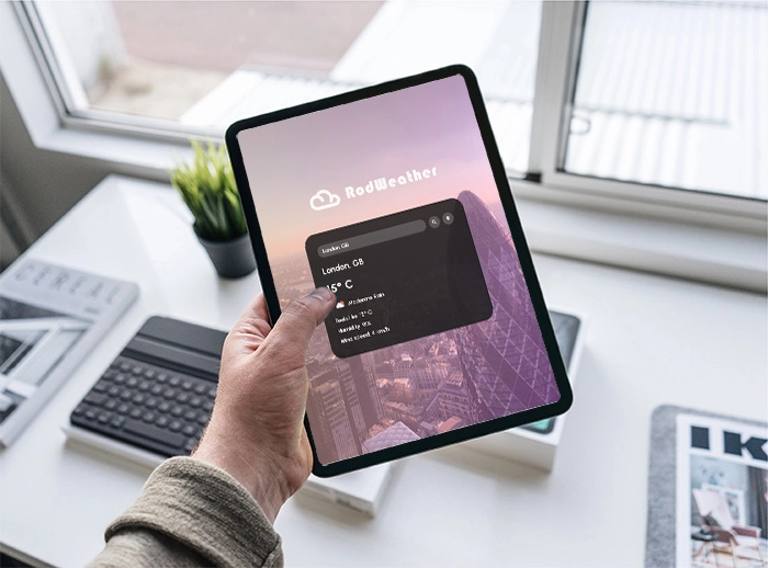 RodWeather app open on an iPad